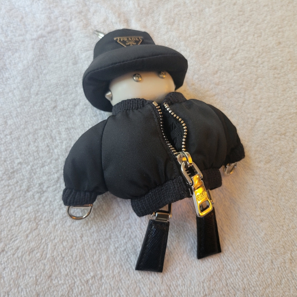Prada Soft Robot Re-Nylon Bucket Hat Keychain Charm Black Nylon - Picture 2 of 9